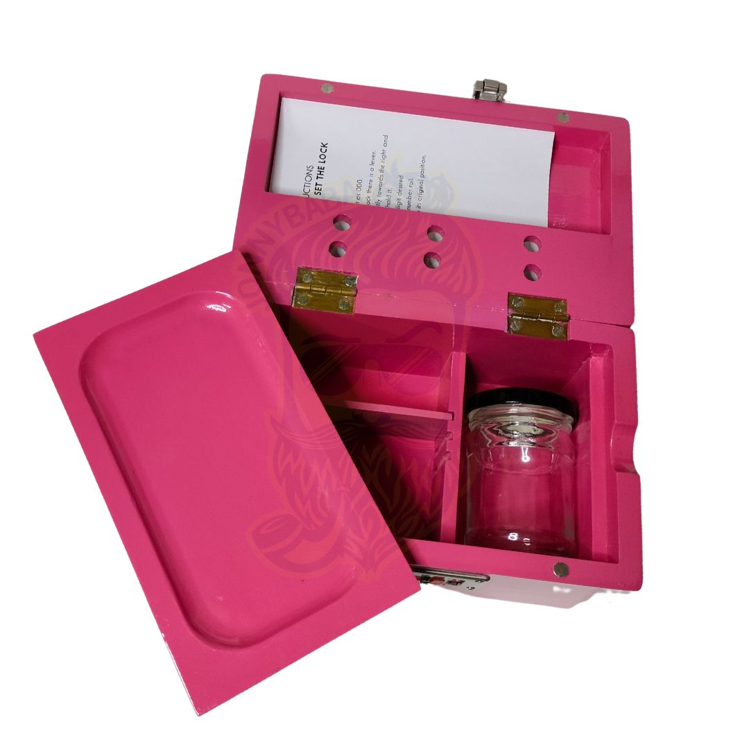 Pink Pearl Wooden Stashbox with Lock - Small