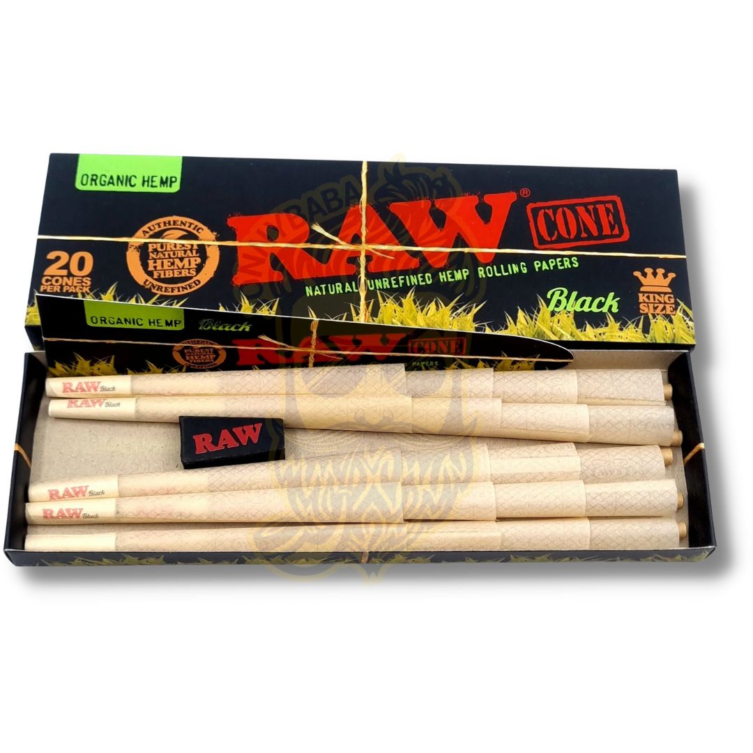 RAW Black Organic Hemp Pre-Rolled King Size Cones - Jonnybaba