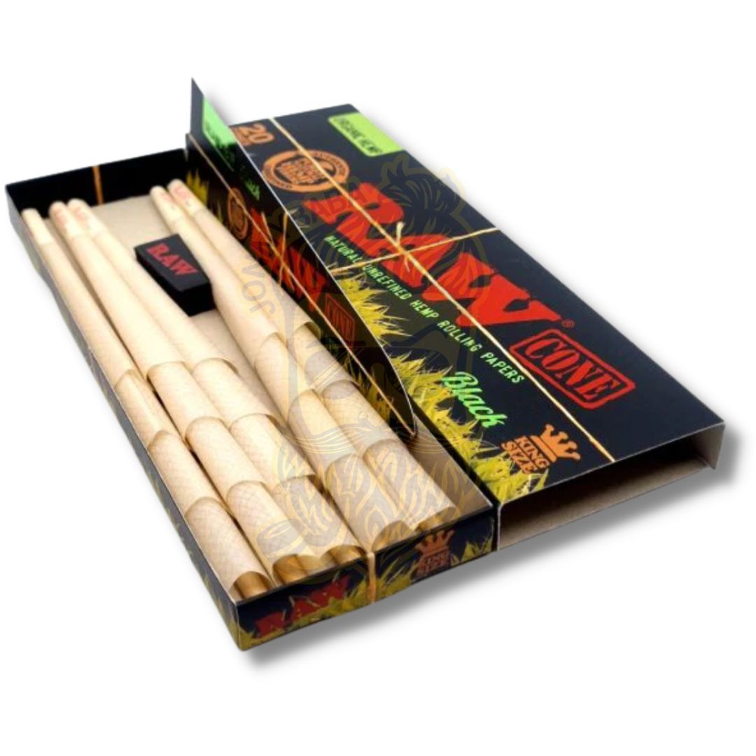 RAW Black Organic Hemp Pre-Rolled King Size Cones - Jonnybaba