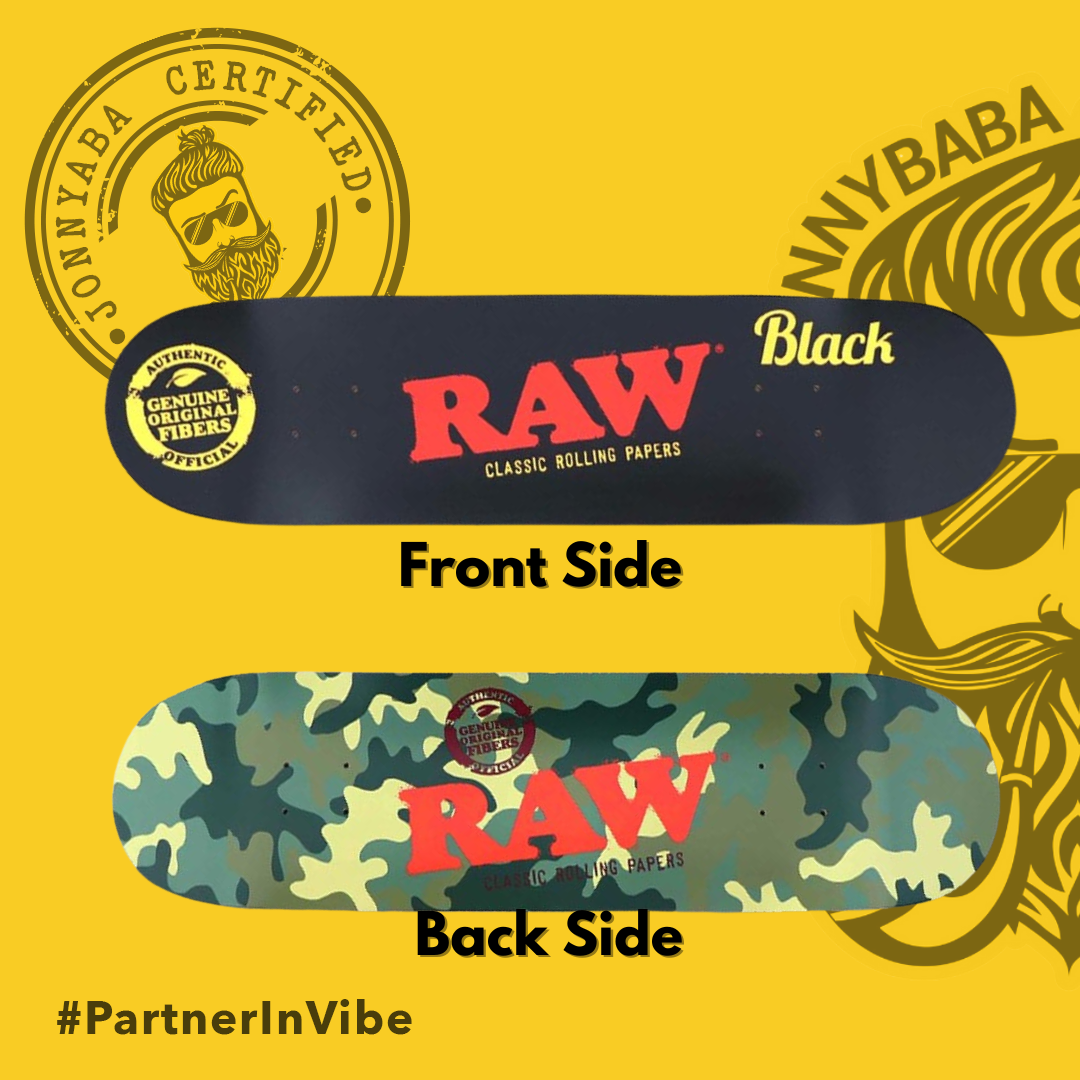 Raw Skateboard Deck black and camouflage 