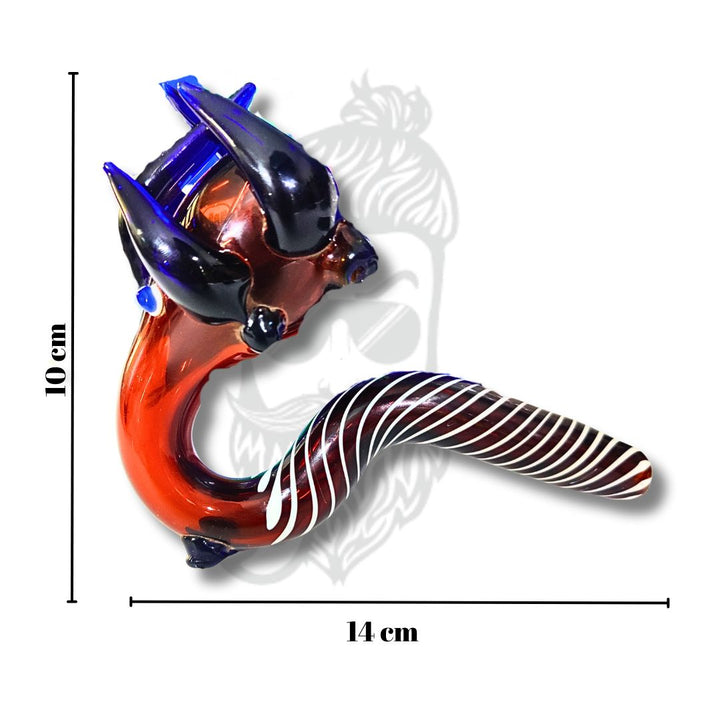Glass Pipe with measurements on a white background