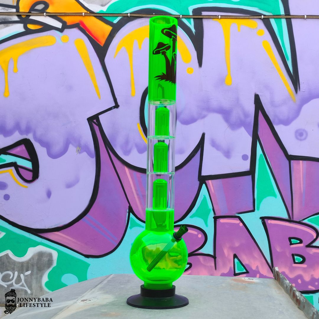 Shrooms Triple Percolator Bong Acrylic - Green