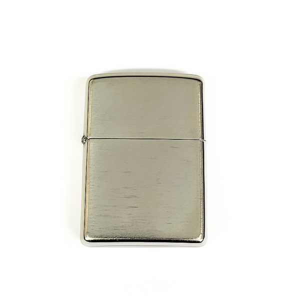Silver Zippo lighter on a white background