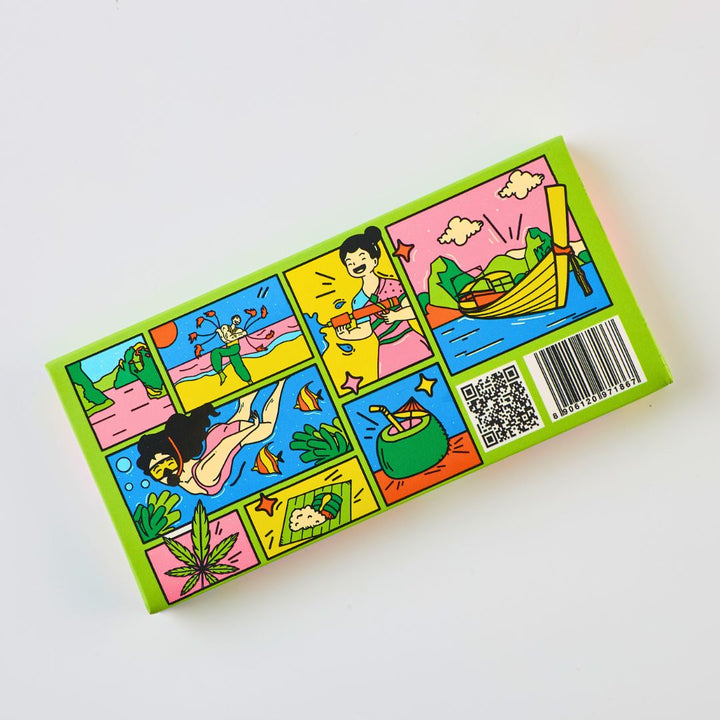Colorful Rolling Papers  with cartoon illustrations on a white background