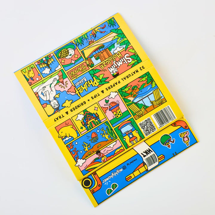 Colorful Rolling Paper  Pack with cartoon illustrations on a white background
