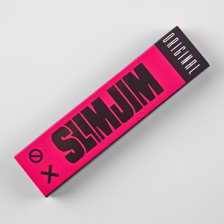 Pink and black box with 'Slimjim' branding on a light gray background