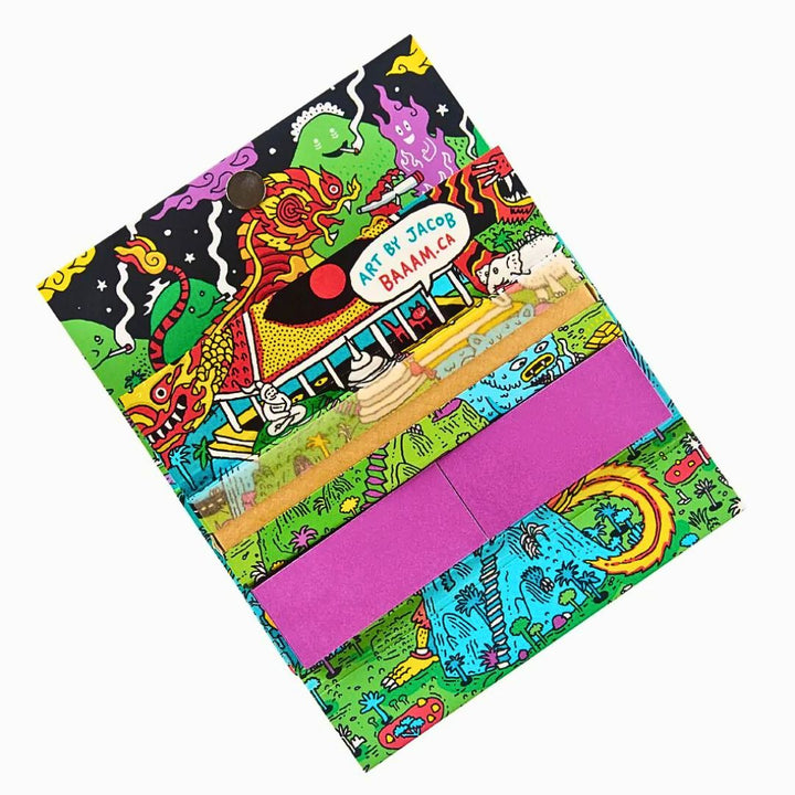Colorful Rolling Paper pack with cartoon characters on a white background