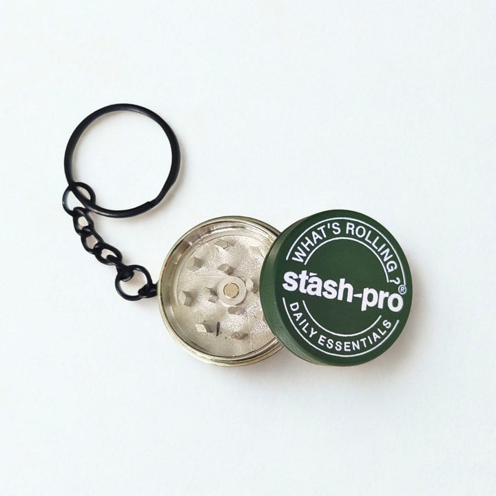 Stash-Pro keychain grinder on a white background