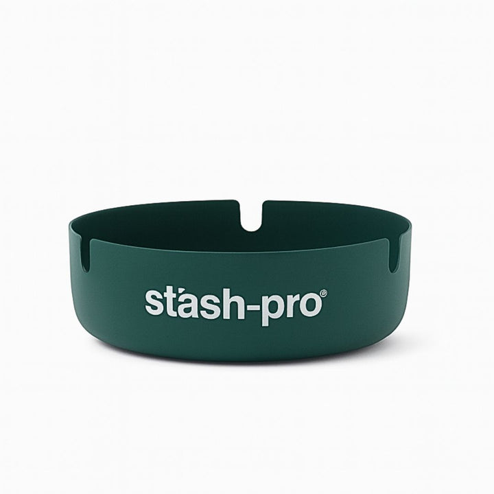 Green 'stash-pro' Ashtray on a white background