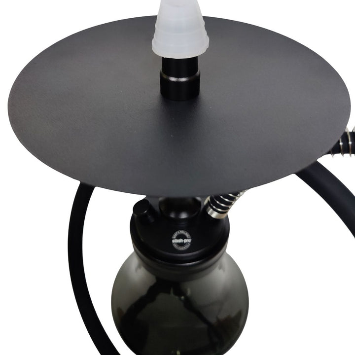 Black hookah with a white tip on a white background