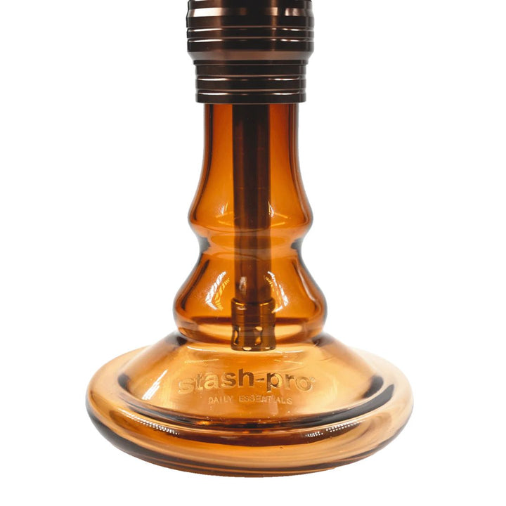 Amber-colored glass product with 'Slash-pro' branding on a white background