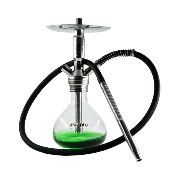 Shisha with green liquid in the bowl on a white background