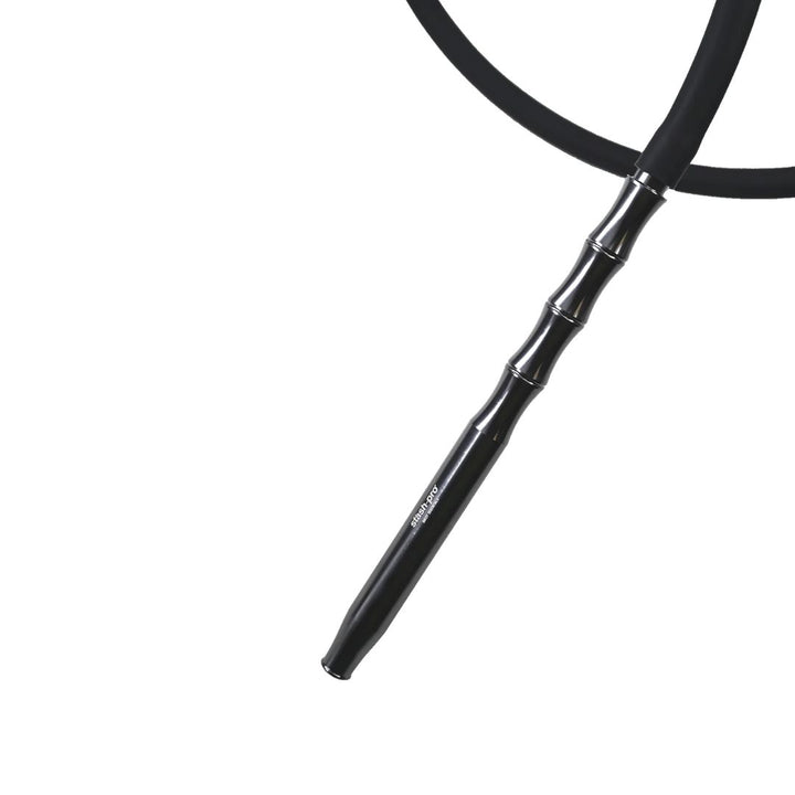 Black bicycle handlebar on a white background