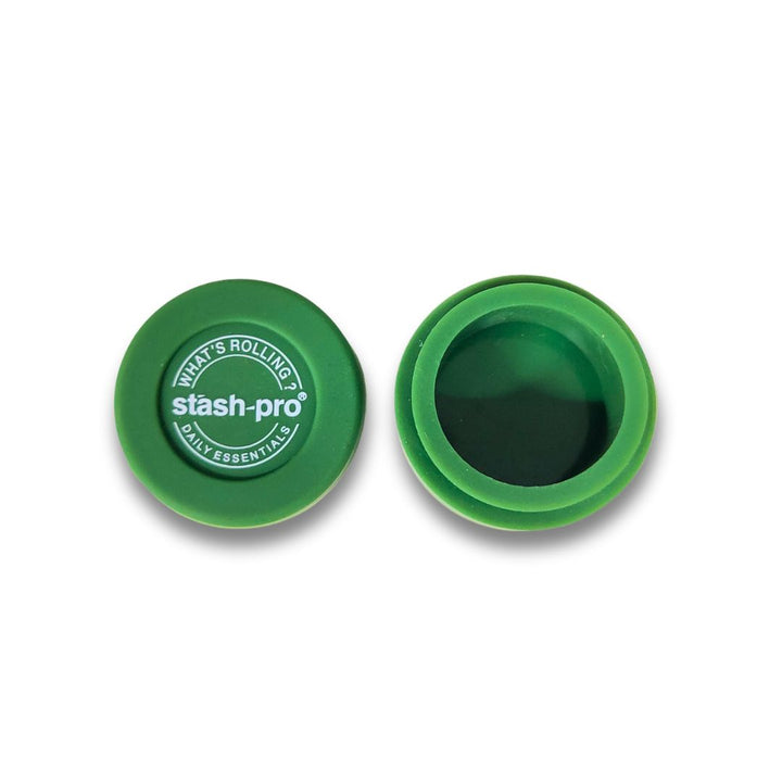 Two green containers with 'stash-pro' branding on a white background