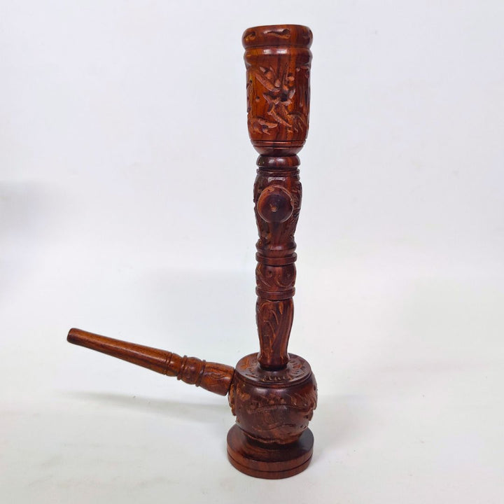 Carved wooden SMOKING pipe on a white background