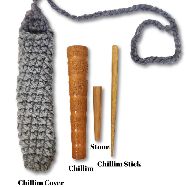 Chillum set with components labeled on a white background