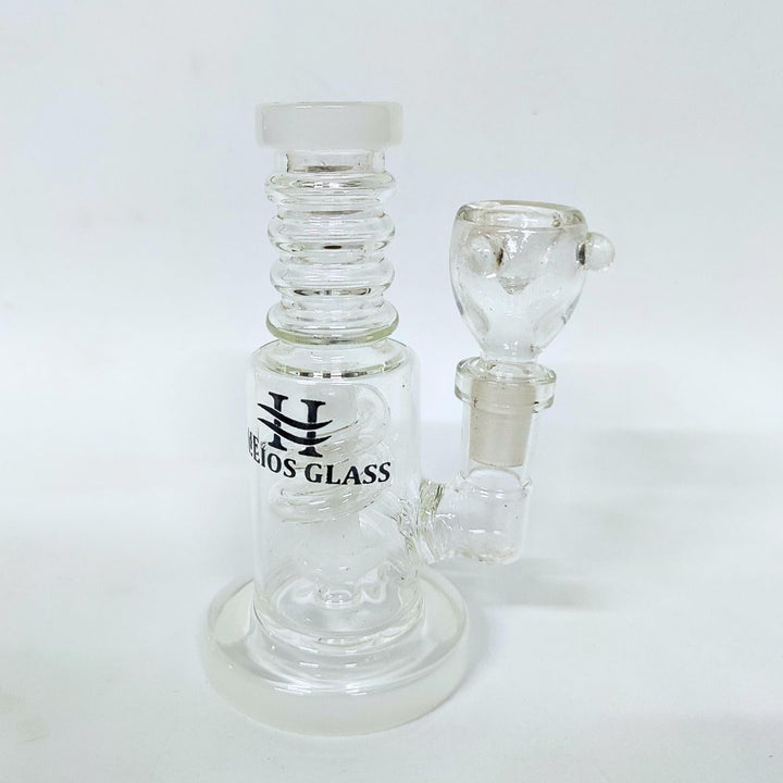 percolator glass bong with Helios Glass logo on a white background