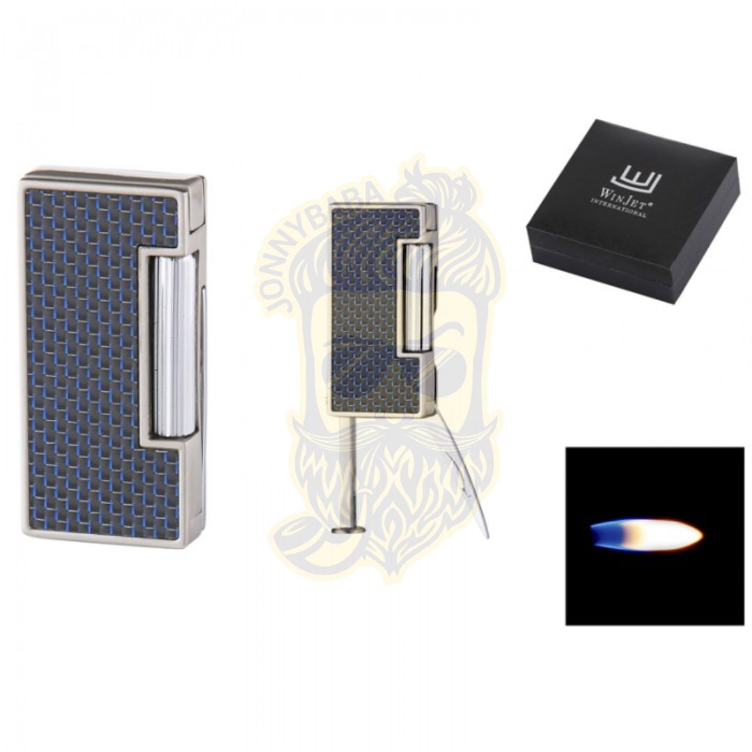 Winjet Carbon Blue Lighter with Pipe Tool