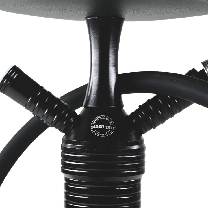 Black hookah with multiple hoses on a white background