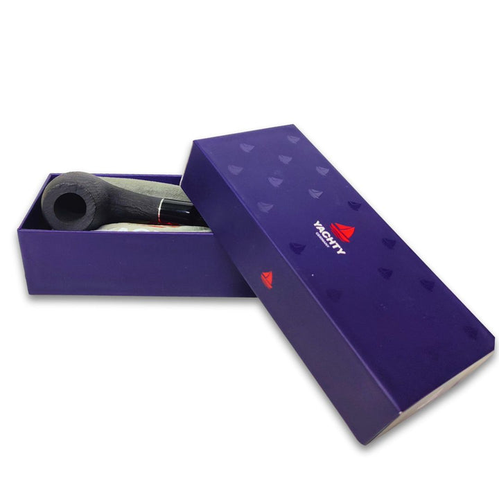 Blue sanding block with a red logo in an open box on a white background