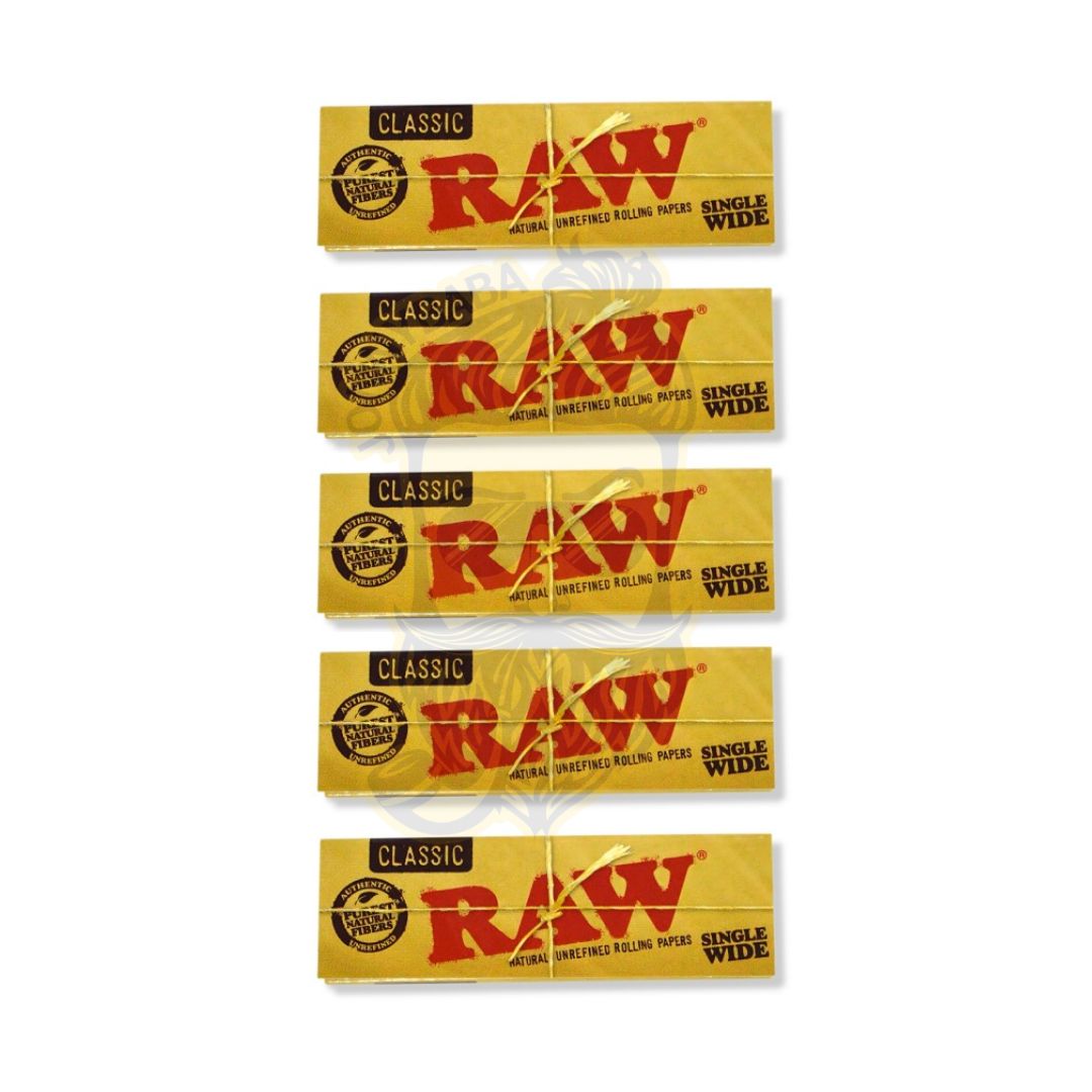 Raw Classic Single Wide - 50 sheets, Pack of 5 - Jonnybaba