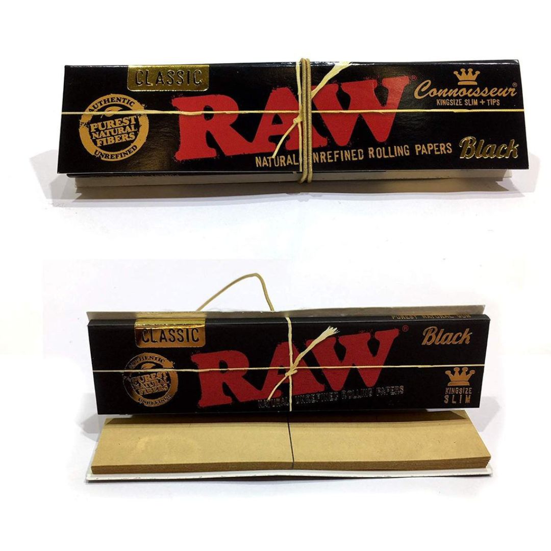 buy raw black connoisseur king size rolling papers online on Jonnybaba Lifestyle 