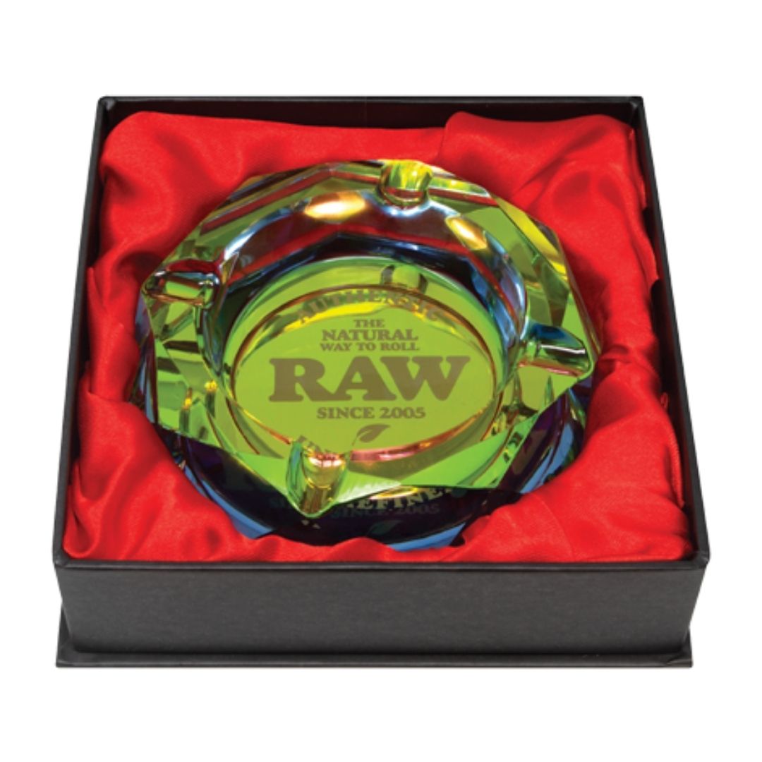 raw rainbow glass ashtray available on jonnybaba lifestyle