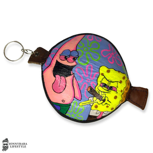 Spongebob and patrick hand painted crushing Pouch