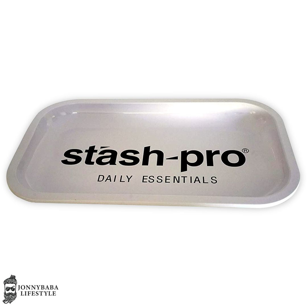 Stash-Pro Medium Metal Rolling Tray - White