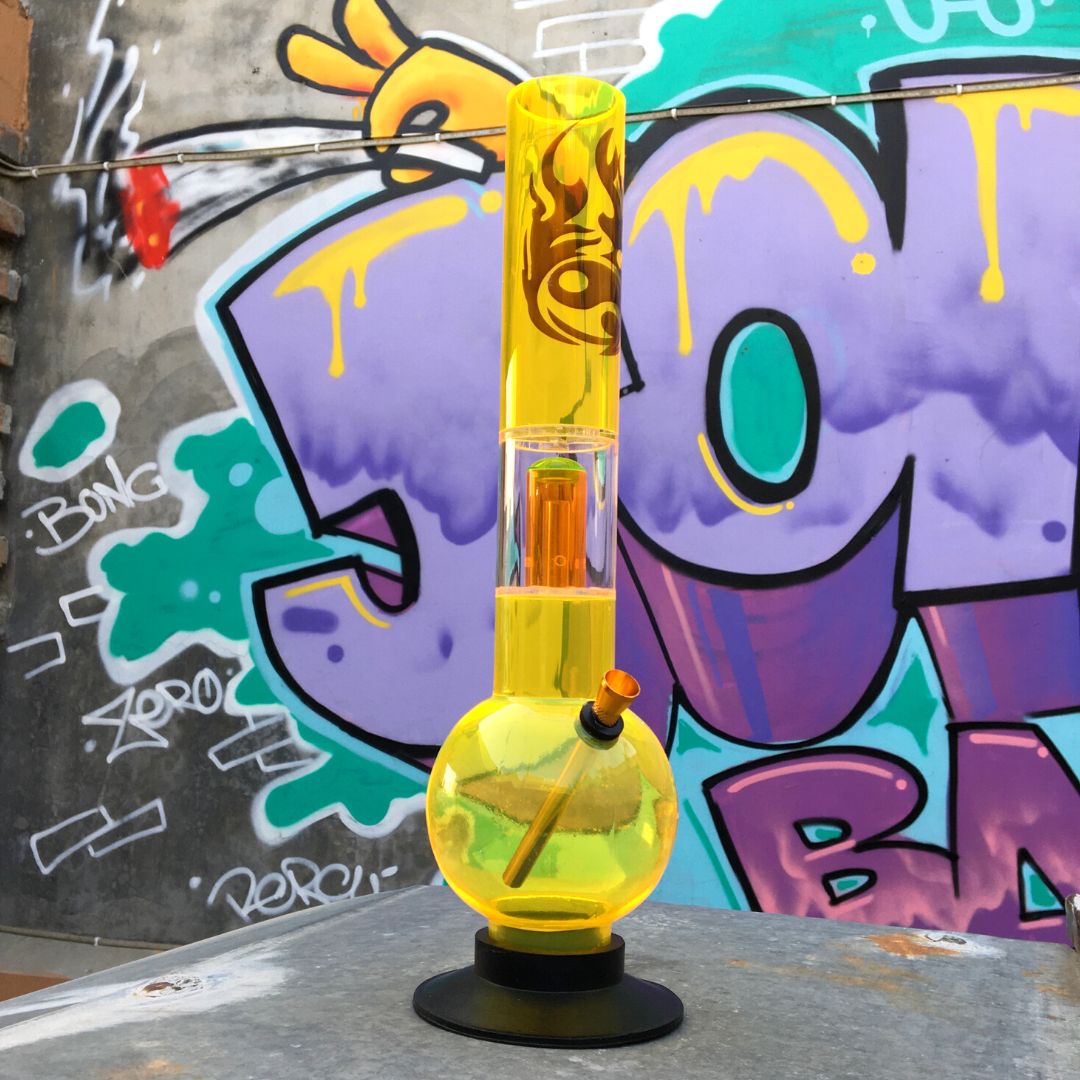 Acrylic Bong Single Percolator Amber - 14 Inch