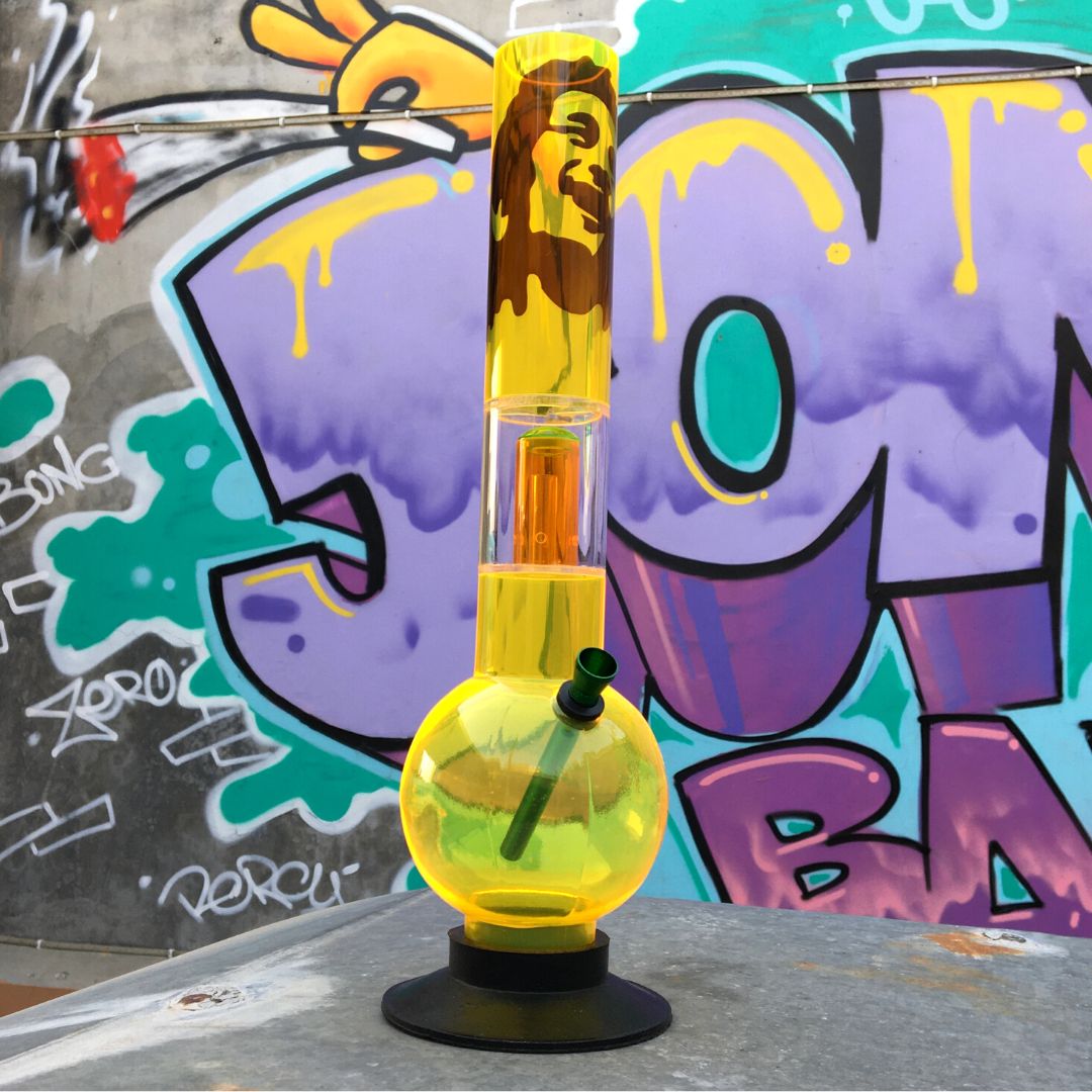 Acrylic Bong Single Percolator Amber - 14 Inch