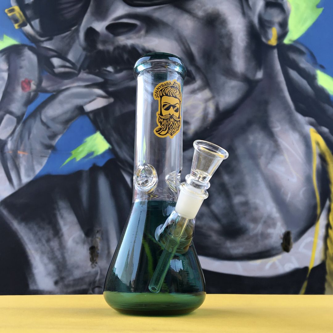 jonnybaba 8 inch glass ice bong teal available on jonnybaba lifestyle