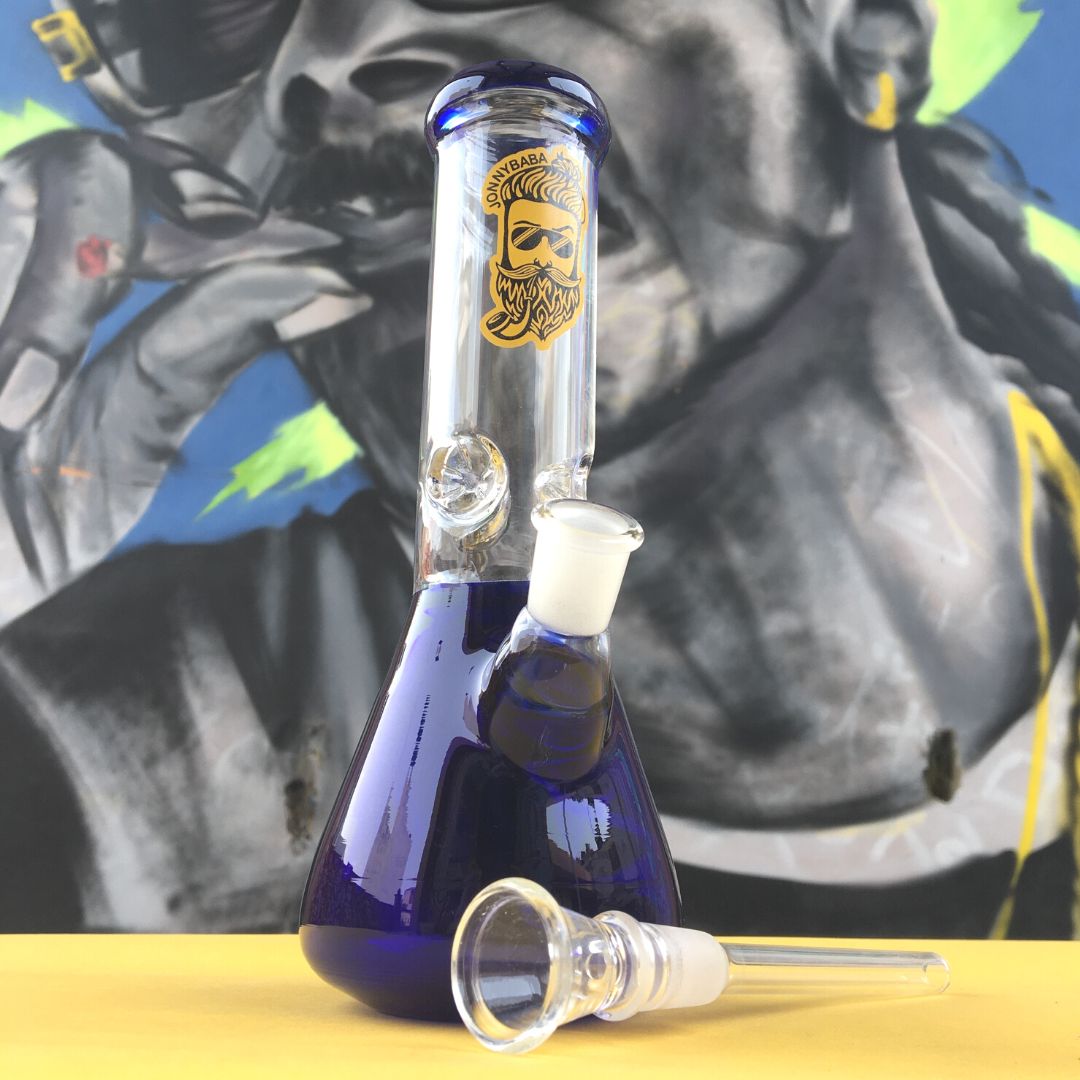 jonnybaba 8 inch glass ice bong blue available on jonnybaba lifestyle