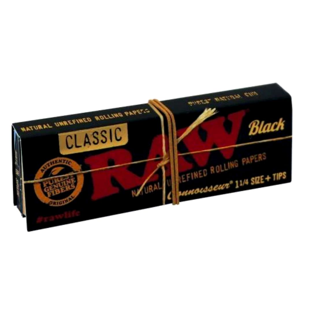 Raw black connoisseur regular 1 1/4 rolling paper