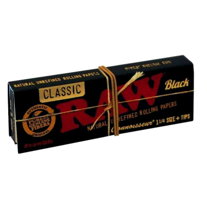 Raw black connoisseur regular 1 1/4 rolling paper